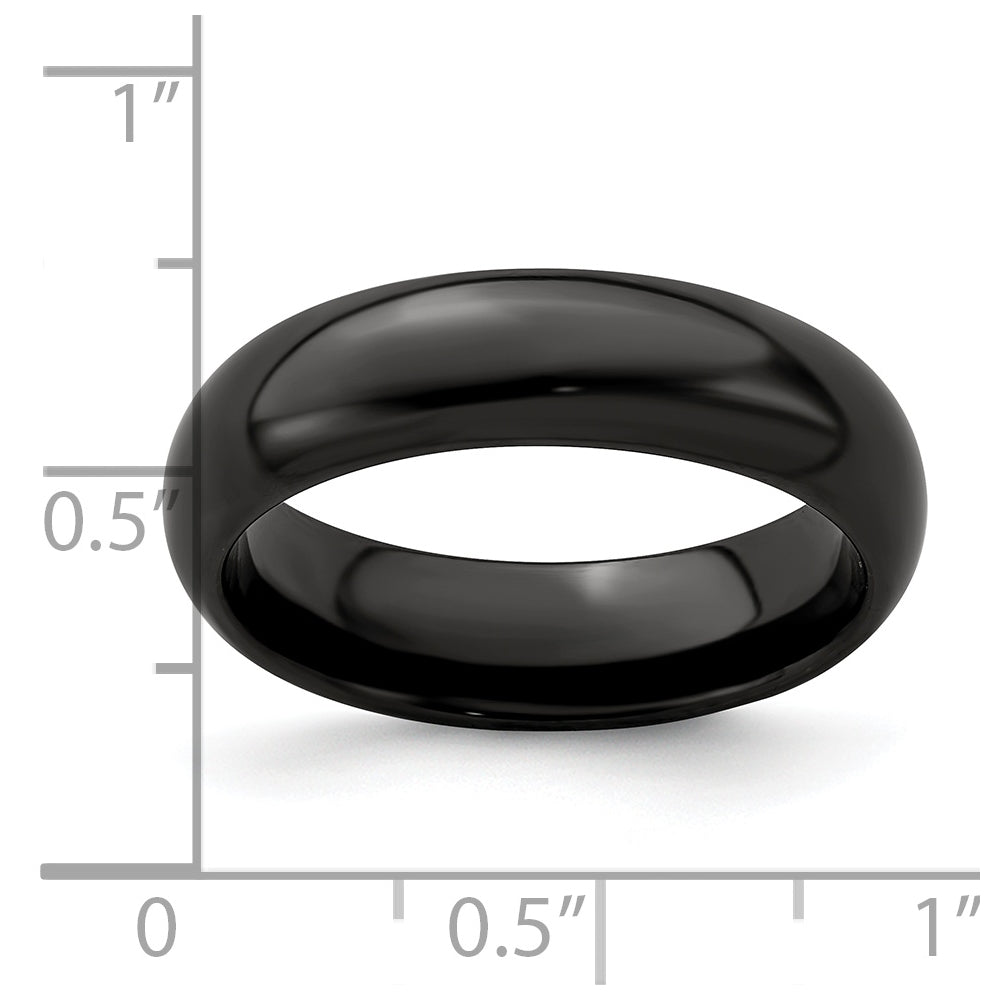 Edward Mirell Titanium Black Titanium Polished Domed 6mm Band, Size 6