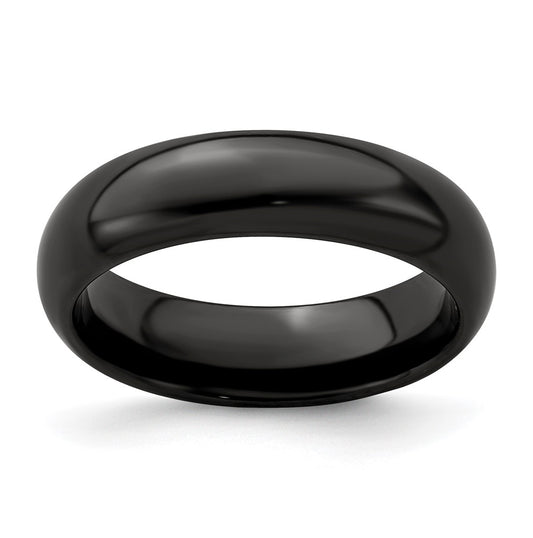 Edward Mirell Titanium Black Titanium Polished Domed 6mm Band, Size 6