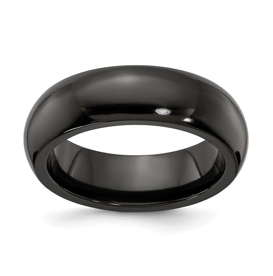 Edward Mirell Titanium Black Titanium Domed 7mm Band, Size 8