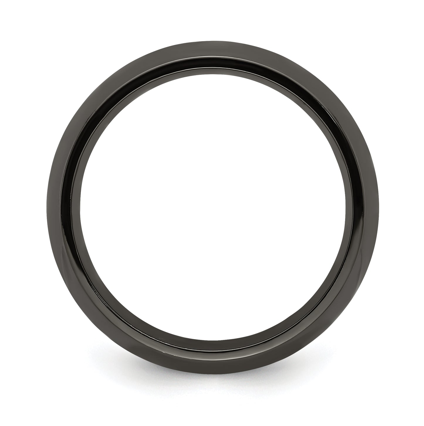 Edward Mirell Titanium Black Titanium Polished Domed 8mm Band, Size 8.5