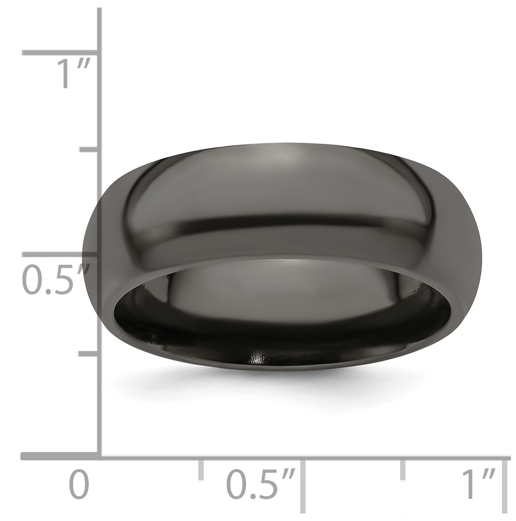 Edward Mirell Titanium Black Titanium Polished Domed 8mm Band, Size 12.5