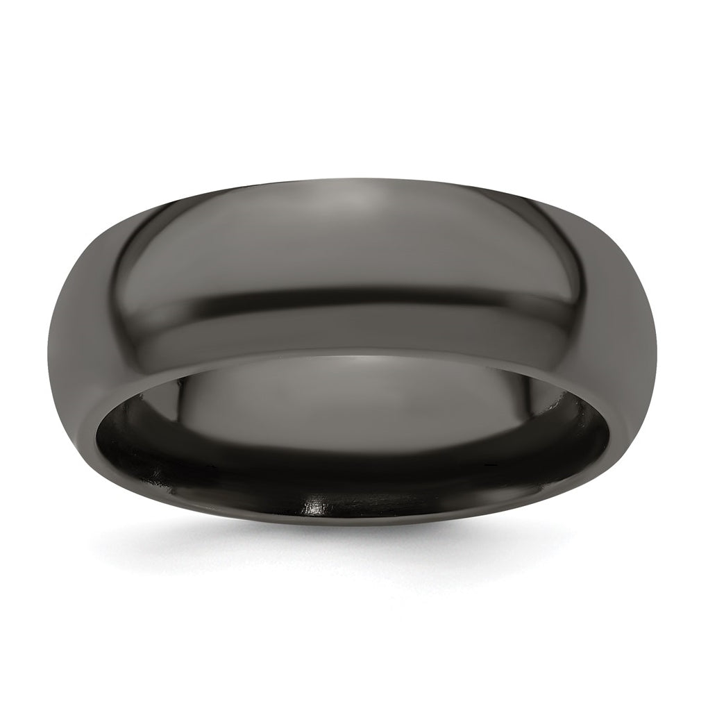 Edward Mirell Titanium Black Titanium Polished Domed 8mm Band, Size 12.5