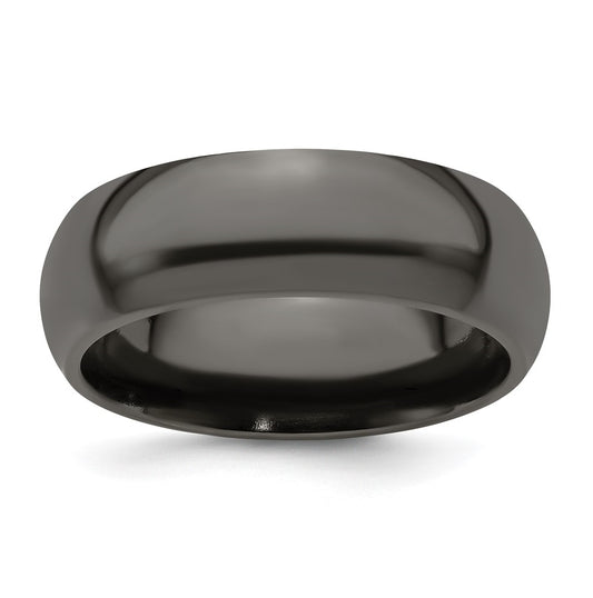 Edward Mirell Titanium Black Titanium Polished Domed 8mm Band, Size 9