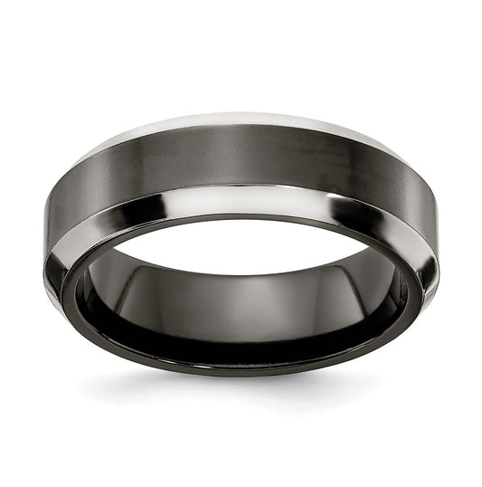 Edward Mirell Titanium Black Titanium Grey Edges 7mm Band