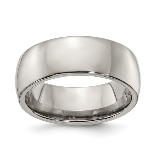 Edward Mirell Titanium Polished Half Round 8mm Band
