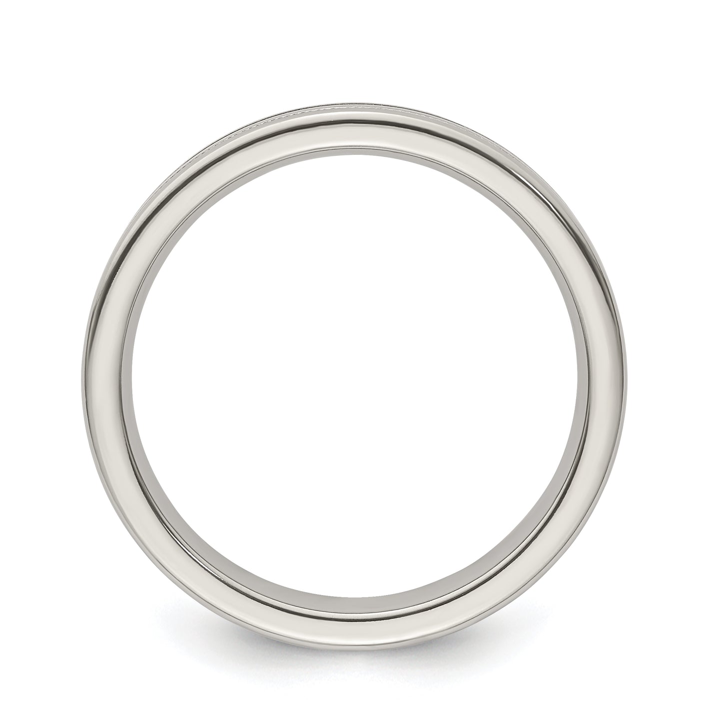 Edward Mirell Titanium Brushed Polished Flat Milgrain 4mm Band Size 12