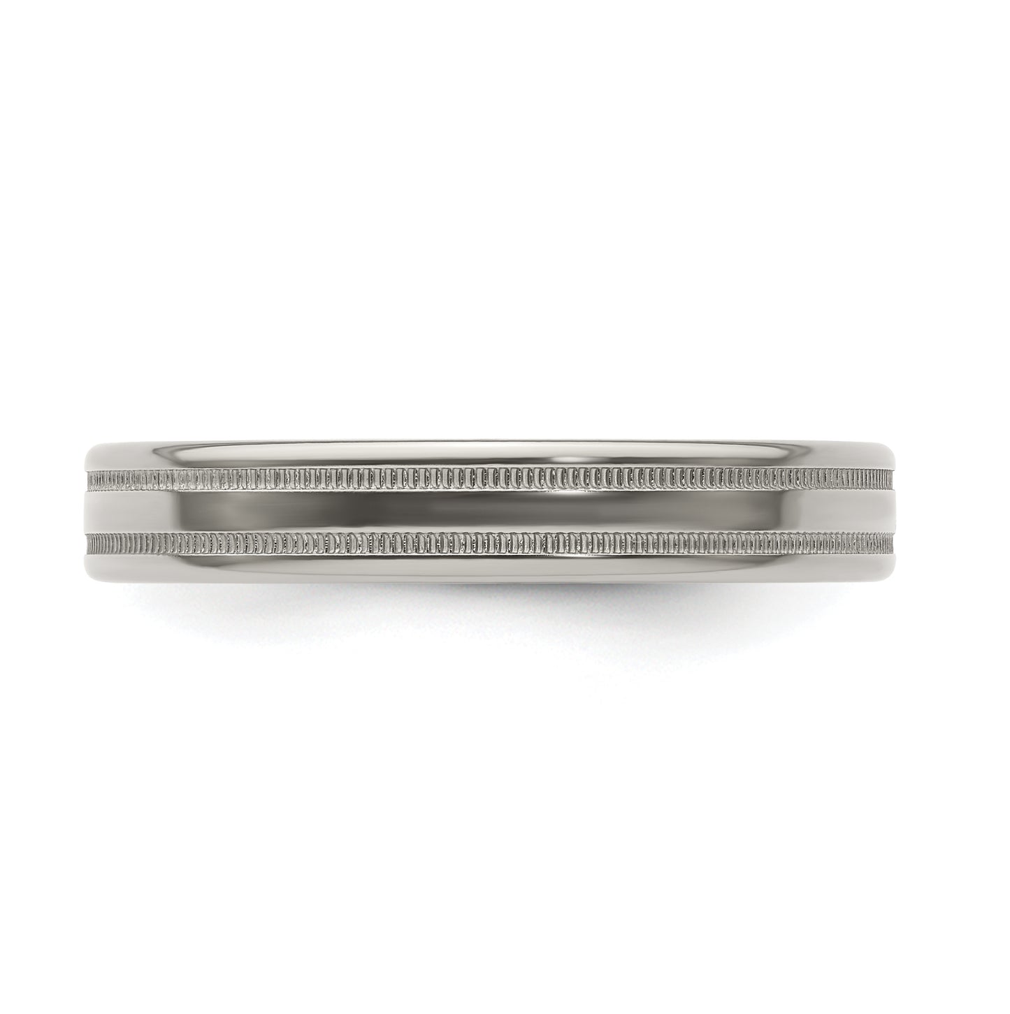Edward Mirell Titanium Brushed Polished Flat Milgrain 4mm Band Size 11.5
