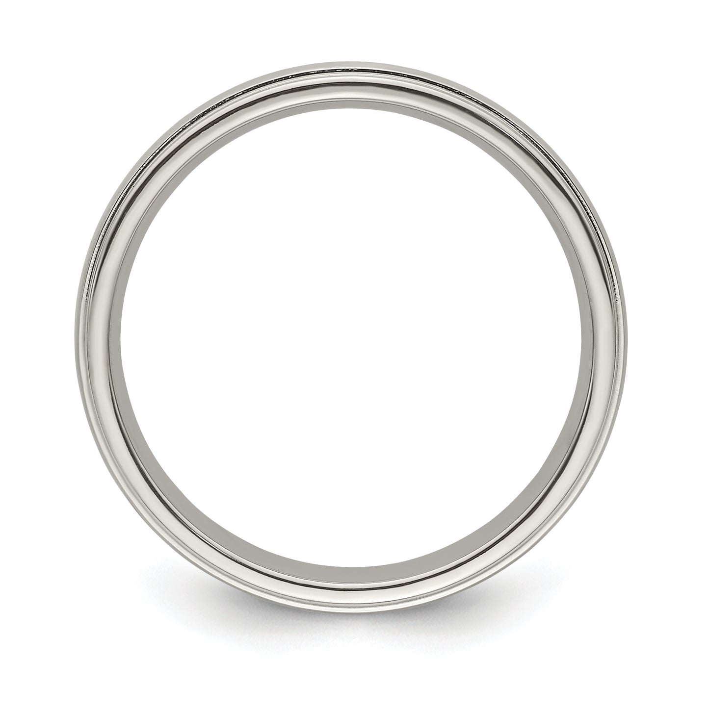 Edward Mirell Titanium Brushed Polished Step Edge 4mm Band Size 7