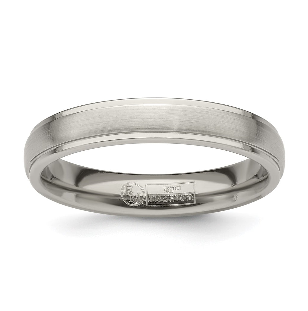 Edward Mirell Titanium Brushed Polished Step Edge 4mm Band Size 12
