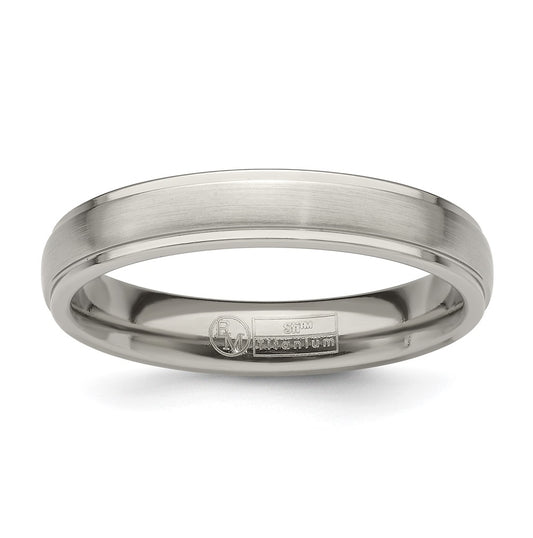 Edward Mirell Titanium Brushed Polished Step Edge 4mm Band Size 12