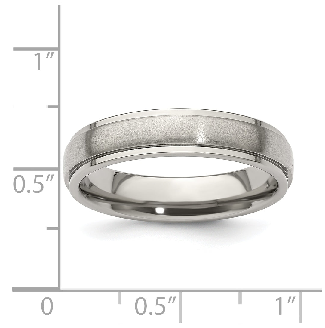 Edward Mirell Titanium Brushed Polished Step Edge 5mm Band Size 7.5