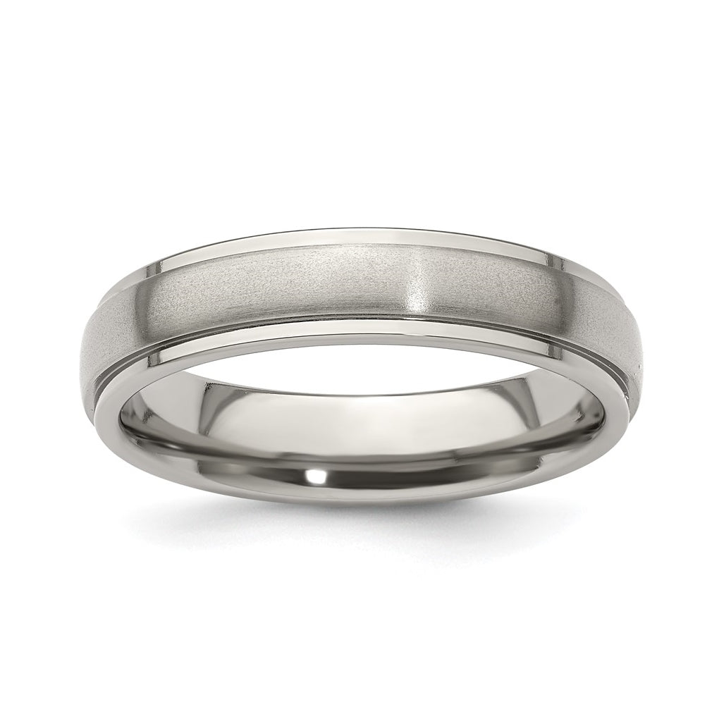 Edward Mirell Titanium Brushed Polished Step Edge 5mm Band Size 11