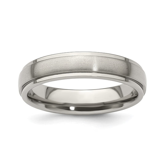 Edward Mirell Titanium Brushed Polished Step Edge 5mm Band Size 11