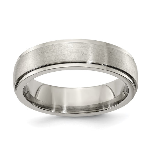 Edward Mirell Titanium Brushed Polished Step Edge 6mm Band Size 8