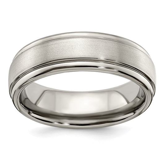 Edward Mirell Titanium Brushed Polished Step Edge 7mm Band Size 9.5