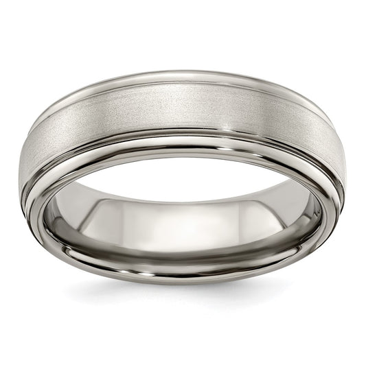Edward Mirell Titanium Brushed/Polished Step Edge 7mm Band Size 10