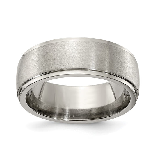 Edward Mirell Titanium Brushed & Polished Round Step 8mm Band