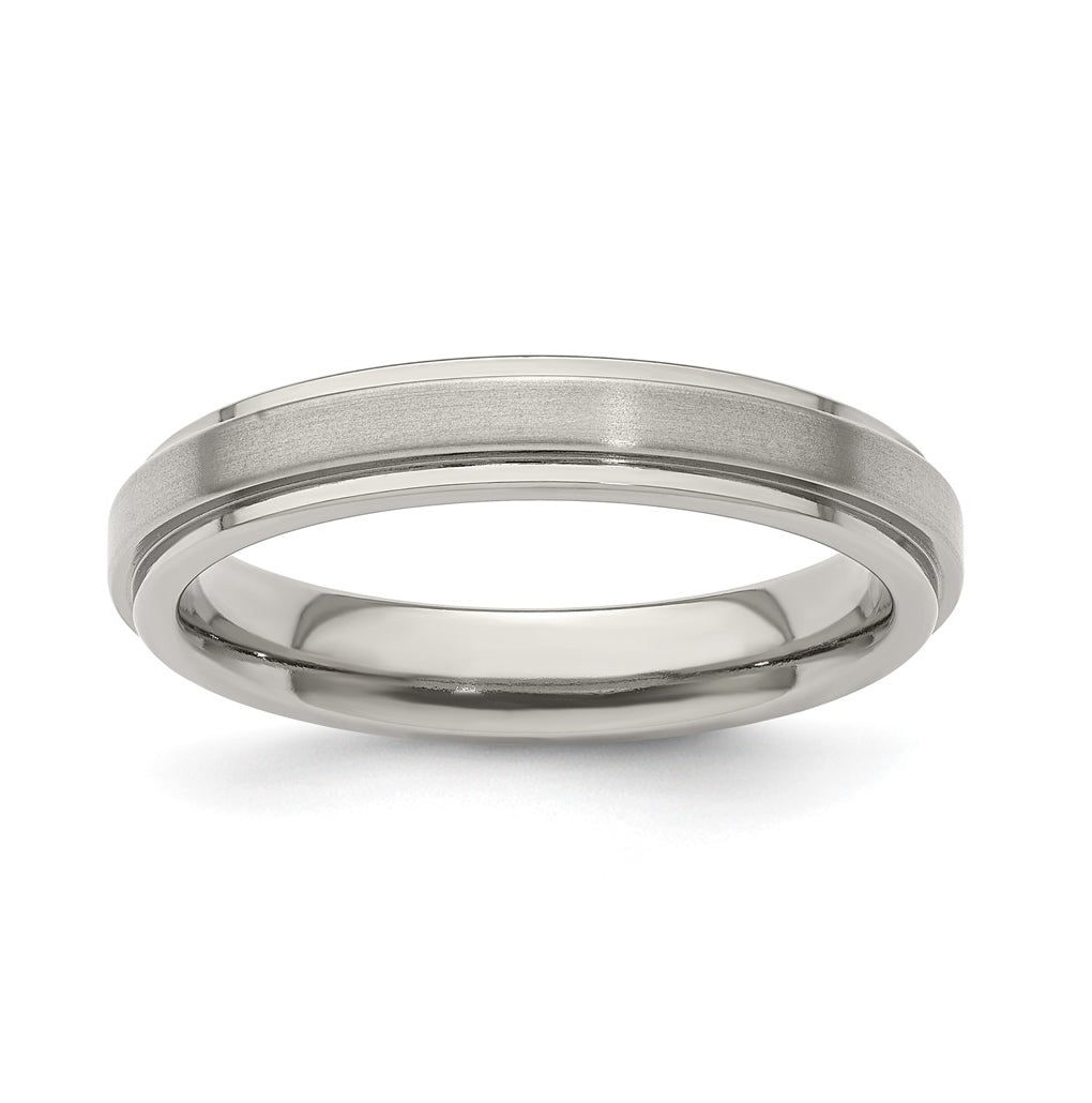Edward Mirell Titanium Brushed Polished Flat Step Edge 4mm Band Size 10.5