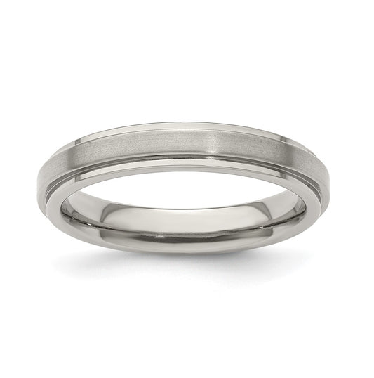 Edward Mirell Titanium Brushed Polished Flat Step Edge 4mm Band Size 10.5