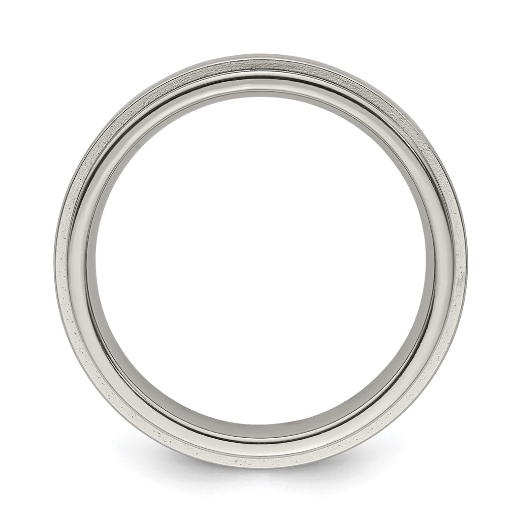 Edward Mirell Titanium Brushed/Polished Flat Step Edge 5mm Band Size 10.5