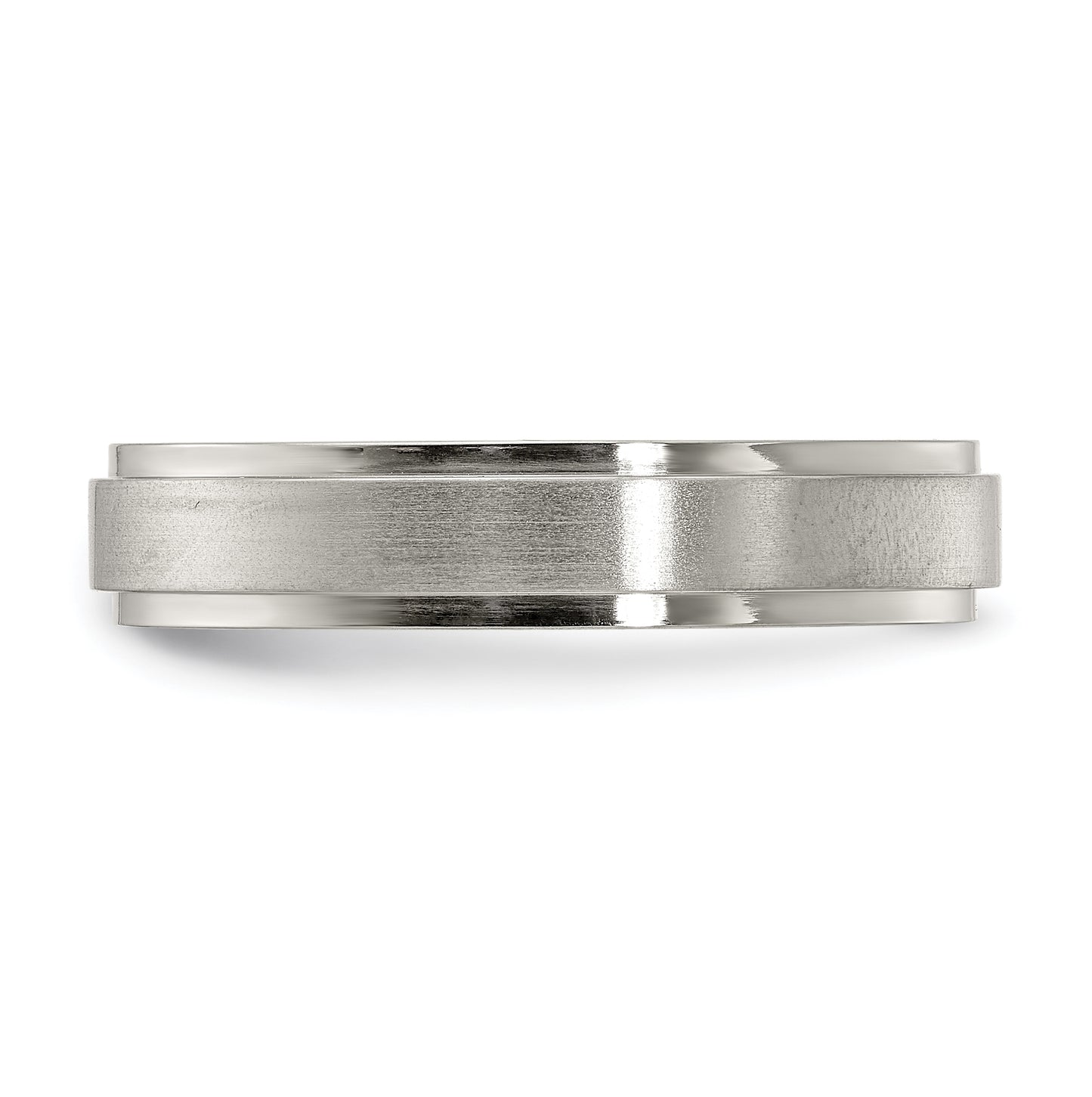 Edward Mirell Titanium Brushed Polished Flat Step Edge 5mm Band Size 12