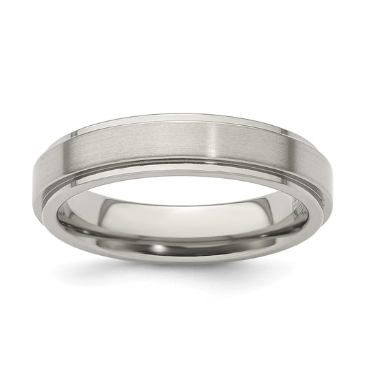 Edward Mirell Titanium Brushed Polished Flat Step Edge 5mm Band Size 11.5
