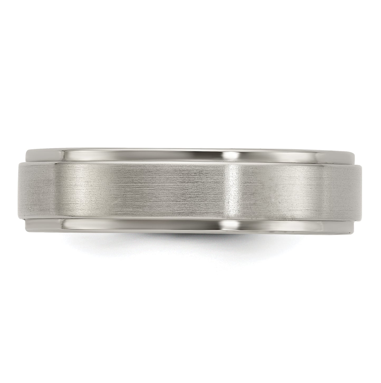 Edward Mirell Titanium Brushed Polished Flat Step Edge 6mm Band Size 11