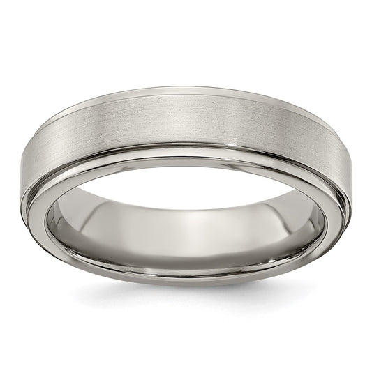 Edward Mirell Titanium Brushed Polished Flat Step Edge 6mm Band Size 11