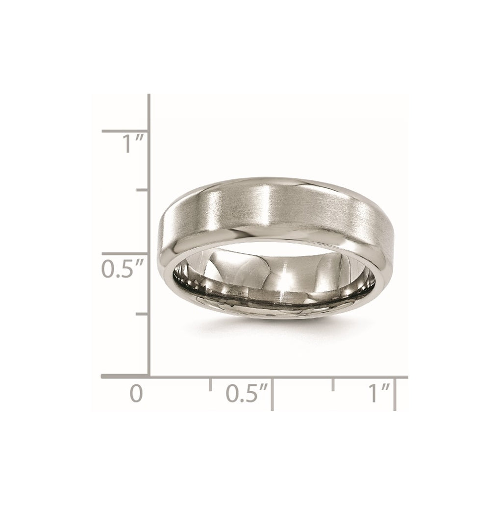 Edward Mirell Titanium Brushed/Polished Beveled Edge 7mm Band Size 6.5