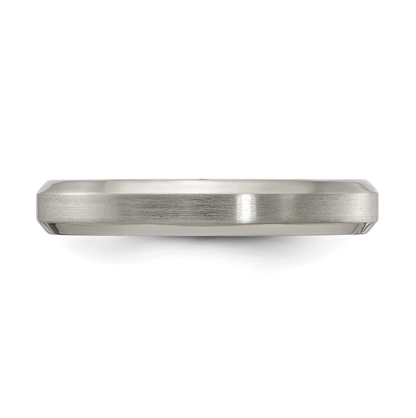 Edward Mirell Titanium Brushed Polished Beveled Edge 4mm Band Size 7.5