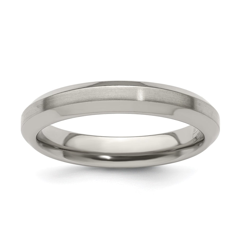 Edward Mirell Titanium Brushed Polished Beveled Edge 4mm Band Size 5