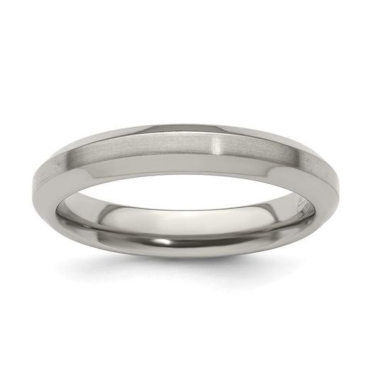 Edward Mirell Titanium Brushed Polished Beveled Edge 4mm Band Size 5