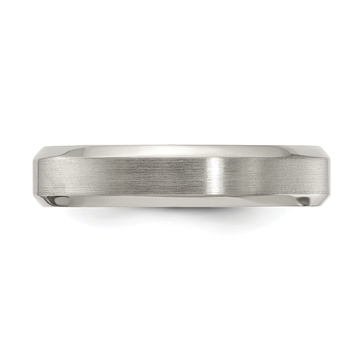 Edward Mirell Titanium Brushed Polished Beveled Edge 5mm Band Size 6.5