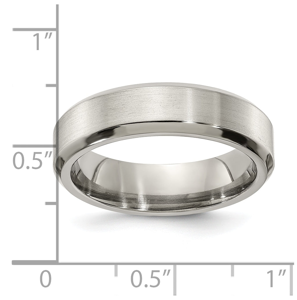 Edward Mirell Titanium Brushed Polished Beveled Edge 6mm Band Size 8.5