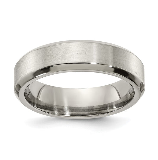 Edward Mirell Titanium Brushed Polished Beveled Edge 6mm Band Size 7