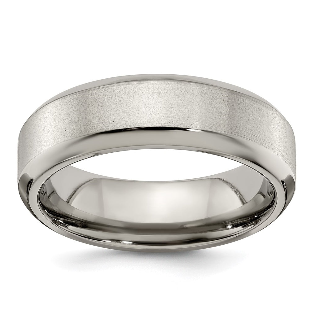 Edward Mirell Titanium Brushed Polished Beveled Edge 7mm Band Size 7.5