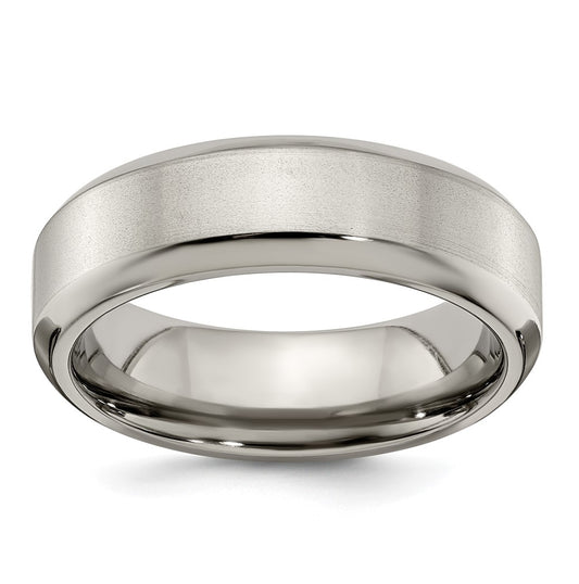Edward Mirell Titanium Brushed/Polished Beveled Edge 7mm Band Size 6.5