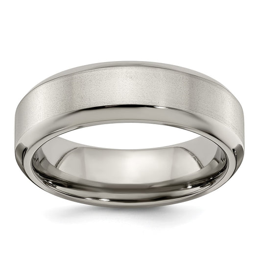 Edward Mirell Titanium Brushed Polished Beveled Edge 7mm Band Size 8.5