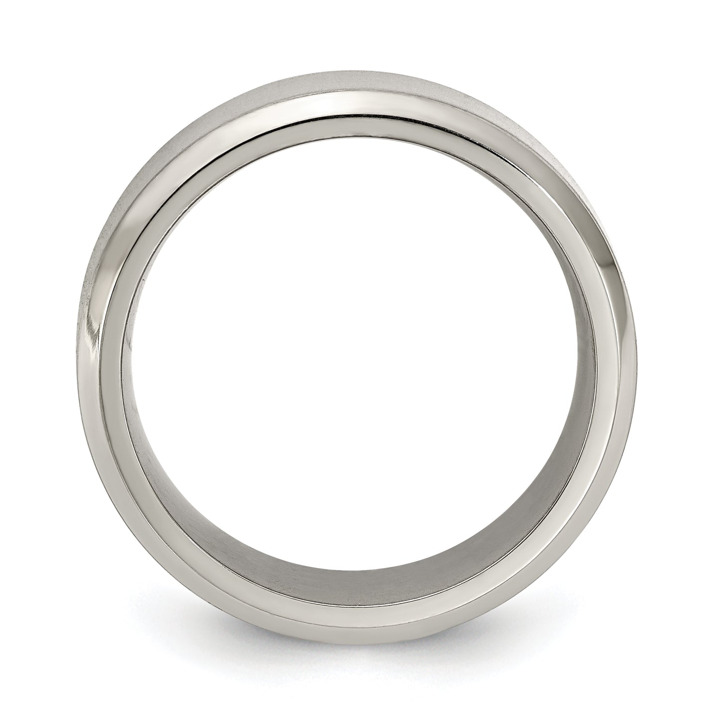 Edward Mirell Titanium Brushed & Polished Beveled 8mm Band, Size 12.5