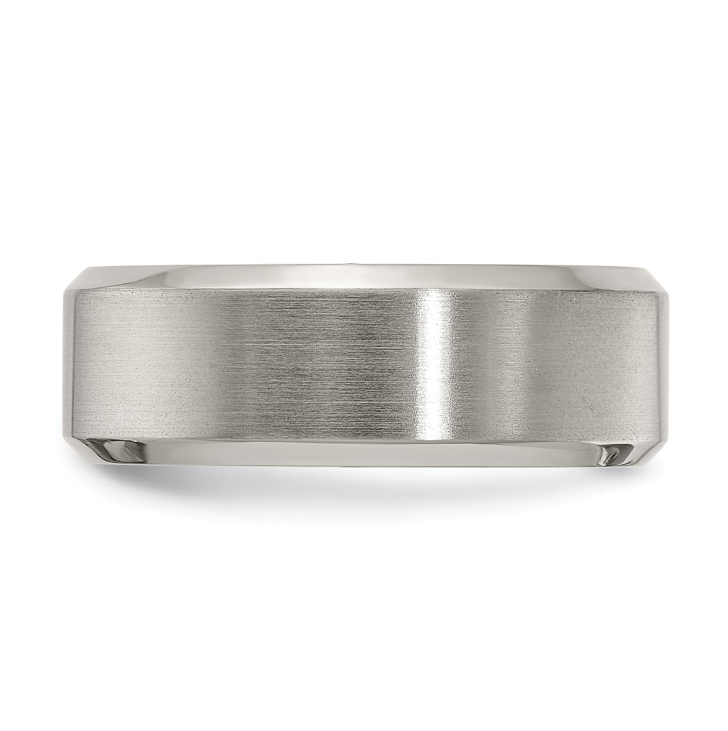 Edward Mirell Titanium Brushed & Polished Beveled 8mm Band, Size 12.5