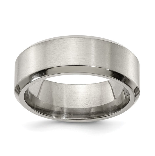 Edward Mirell Titanium Brushed & Polished Beveled 8mm Band, Size 12