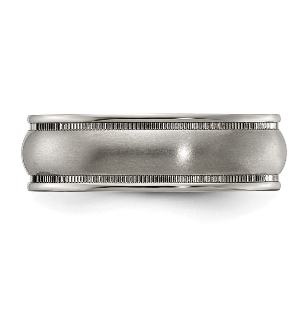 Edward Mirell Titanium Brushed & Polished Milgrain 6.5mm Band