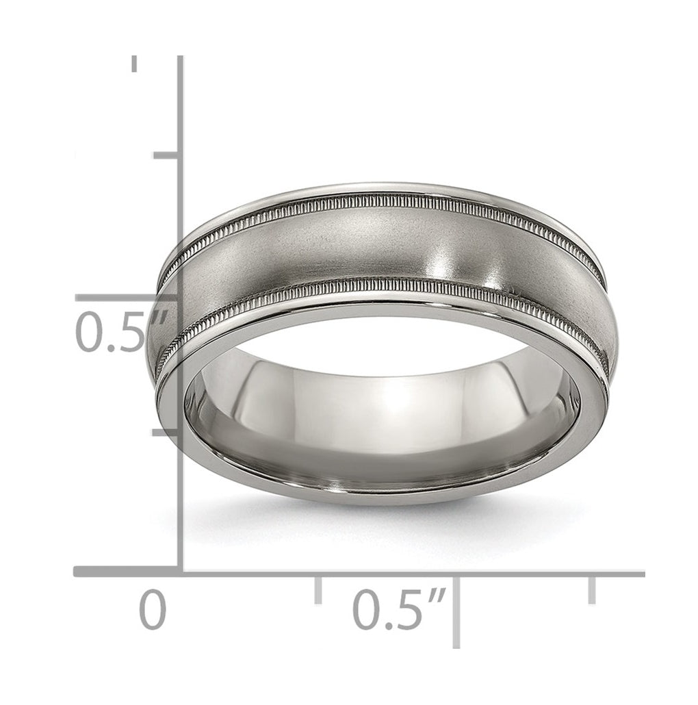 Edward Mirell Titanium Brushed & Polished Milgrain 6.5mm Band
