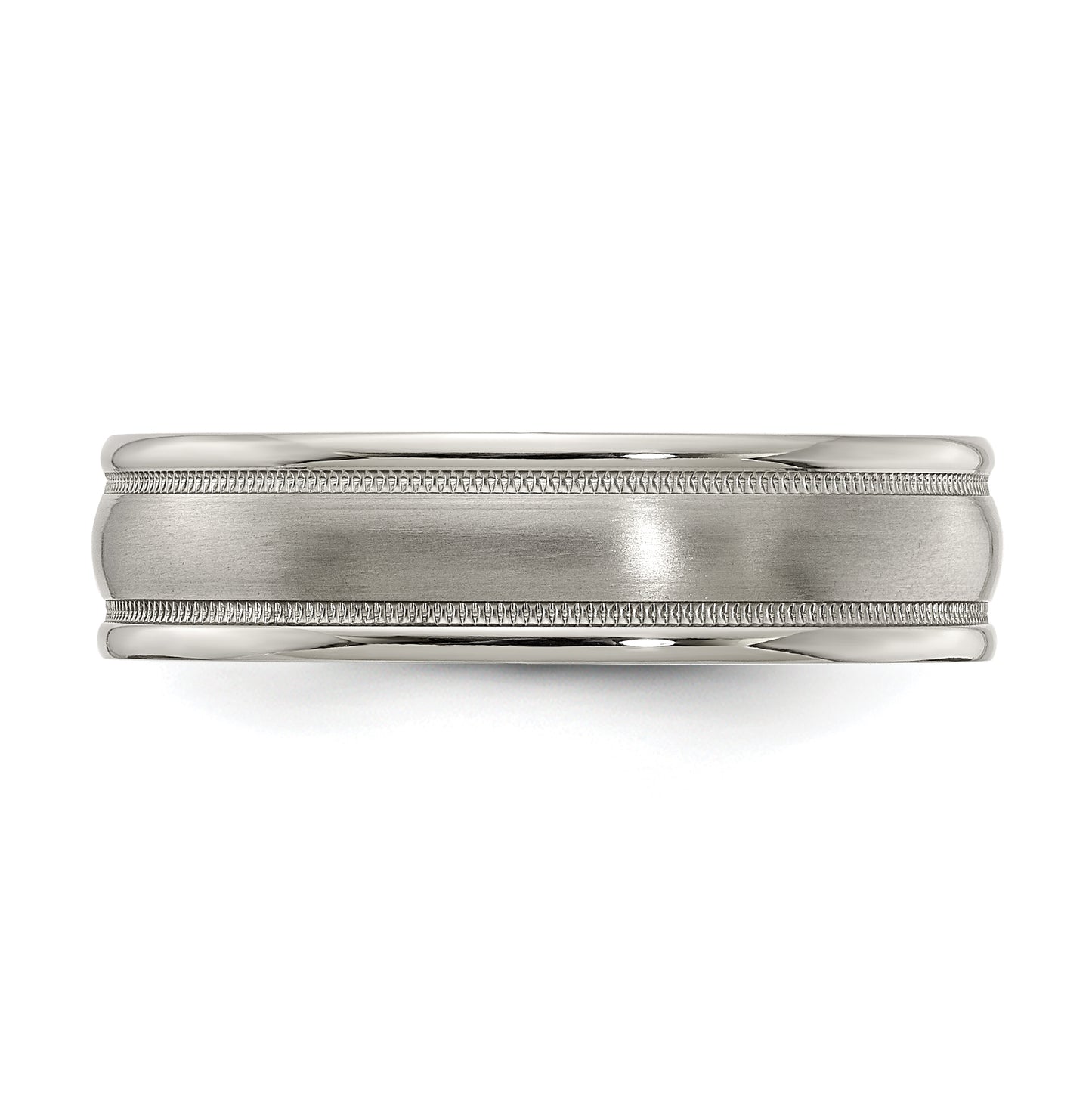 Edward Mirell Titanium Brushed Polished Tri Dome Milgrain 6mm Band Size 9