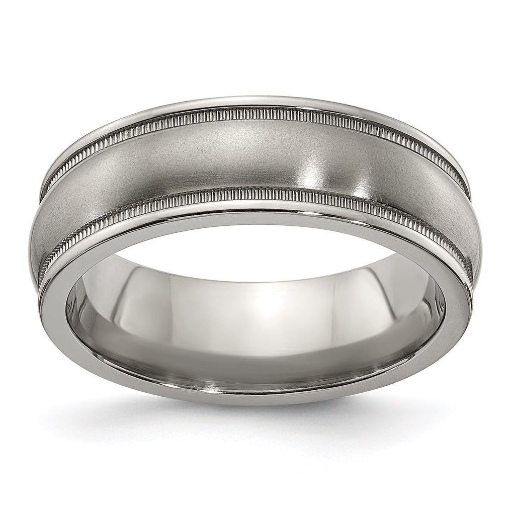 Edward Mirell Titanium Brushed & Polished Milgrain 6.5mm Band