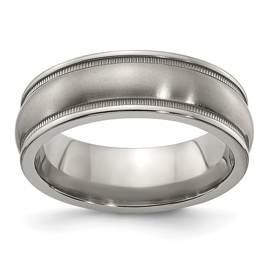 Edward Mirell Titanium Brushed & Polished Milgrain 6.5mm Band