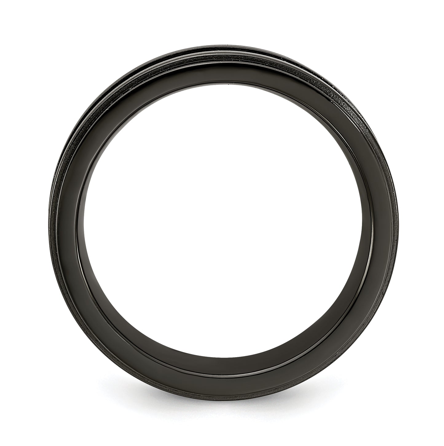 Edward Mirell Black Titanium Grooved Blue Anodized 7mm Band, Size 8.5