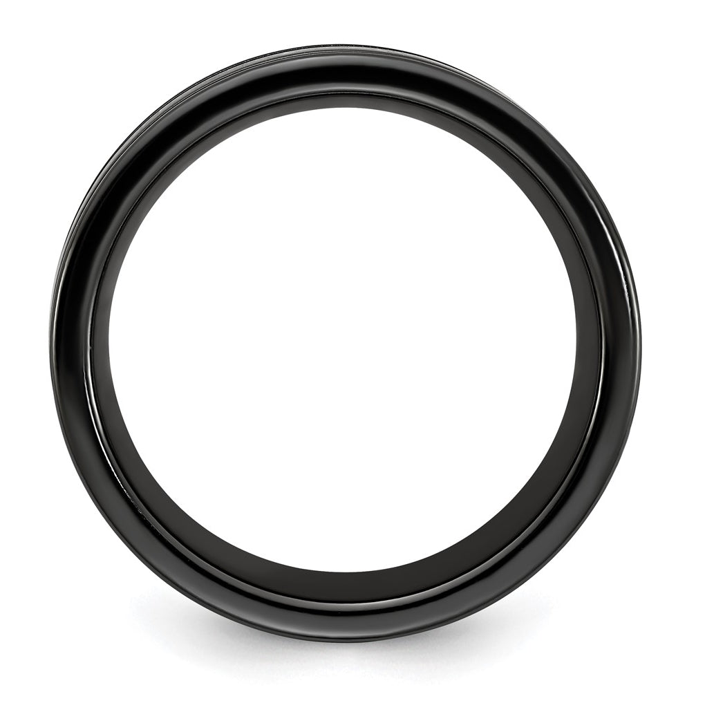 Edward Mirell Black Ti with Blue Anodized Grooves Flat 8.5mm Band