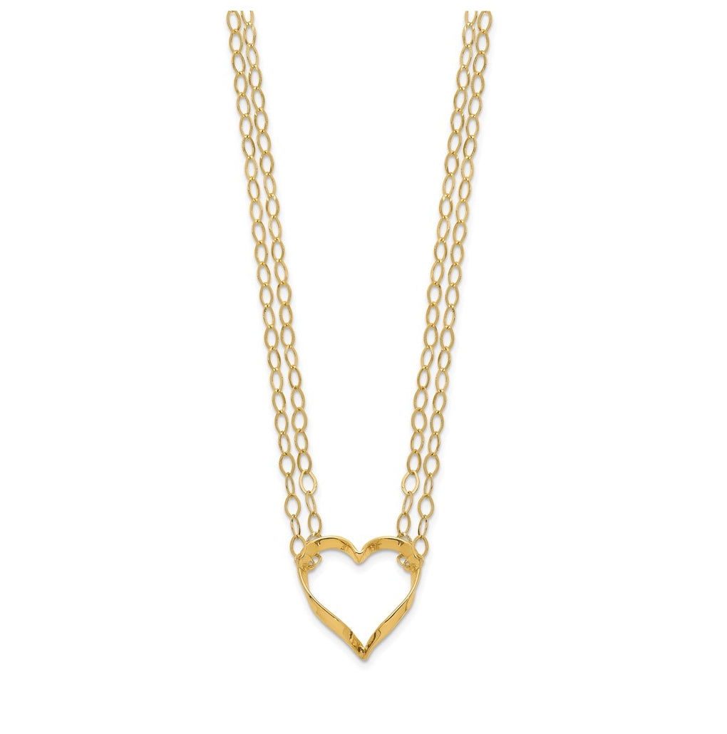 14K Yellow Gold Adjustable Double Strand Heart Necklace – Elegant Jewelry Gift for Birthday, Anniversary, Engagement, Wedding