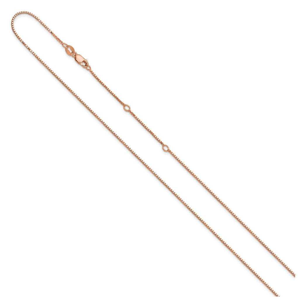 Sterling SIlver Or Rose Gold Plated Box 1in+1in Adjustable Chain
